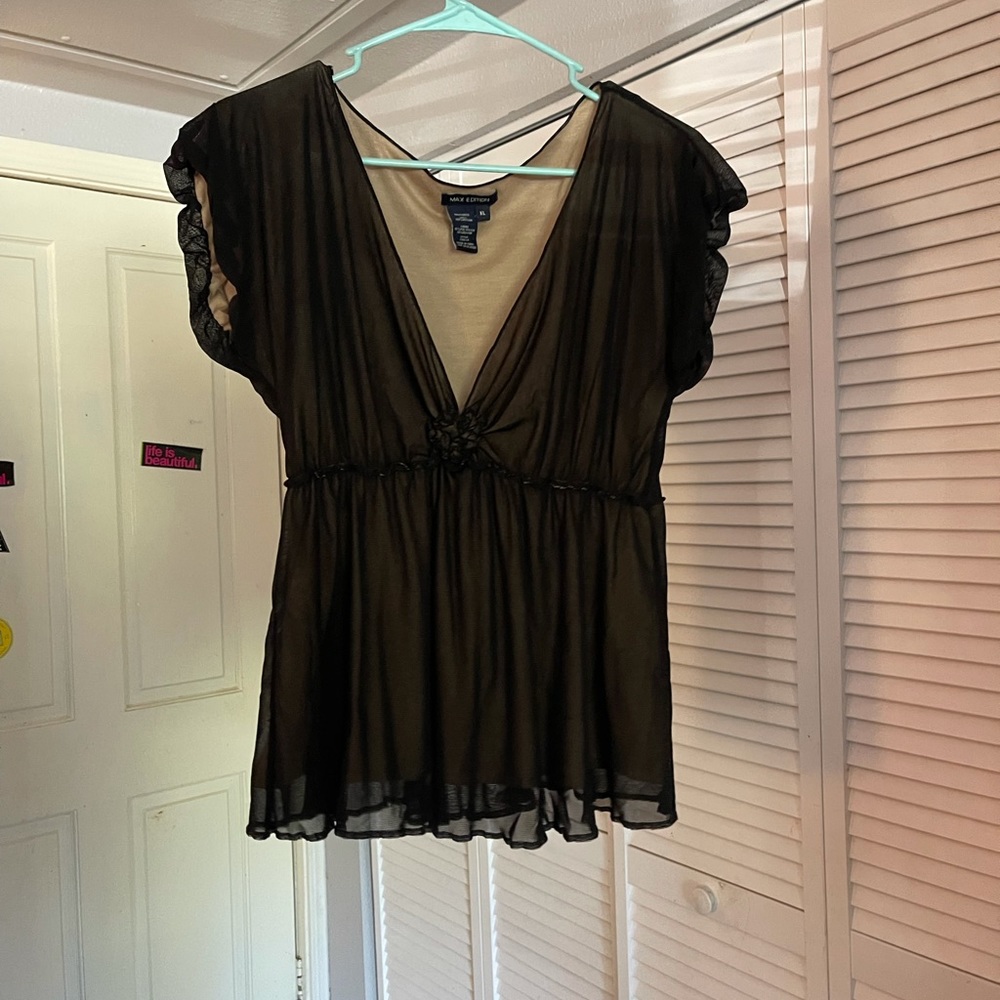 Low cut black shirt